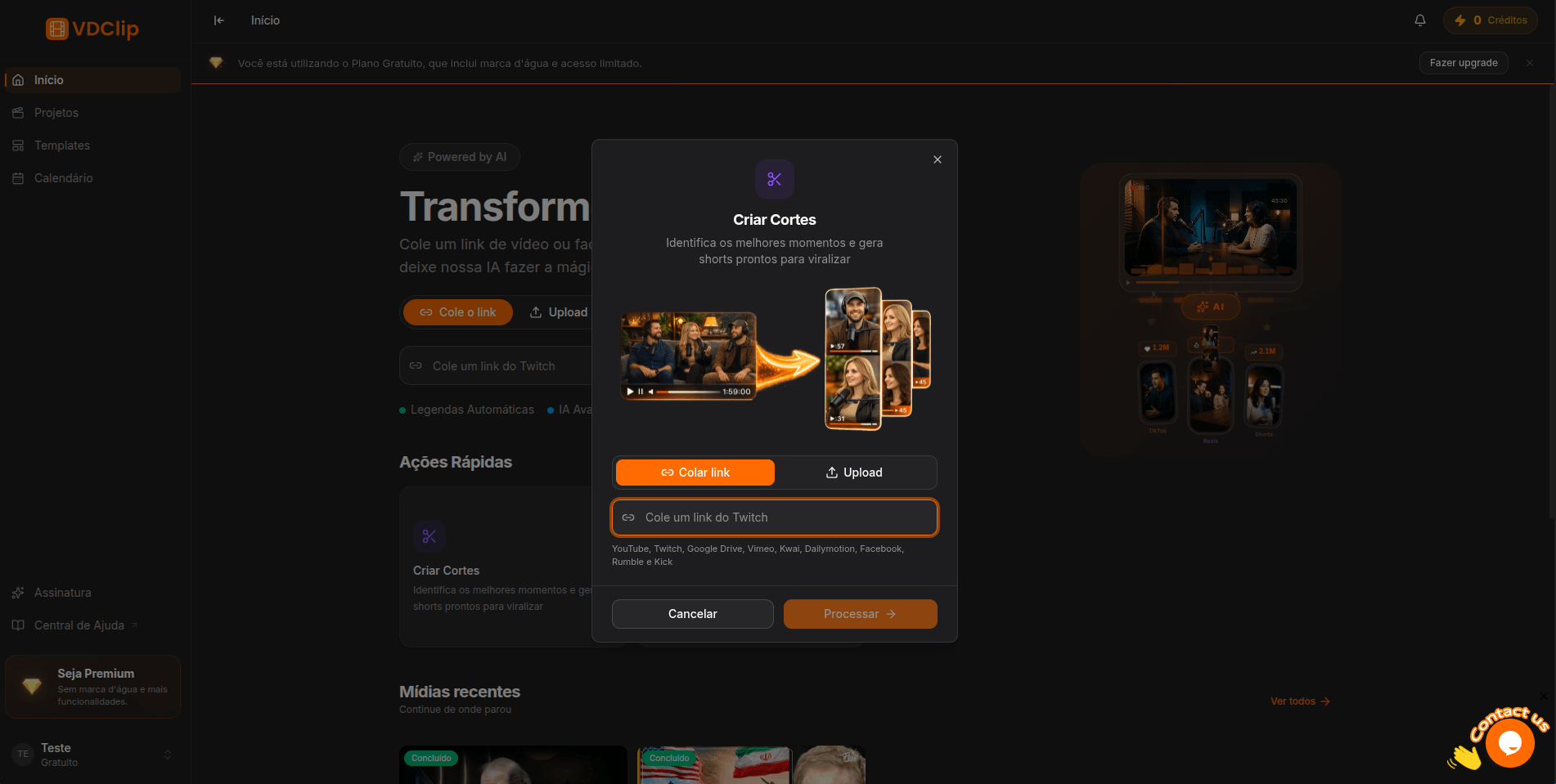 Passo 1: Faça upload do seu vídeo